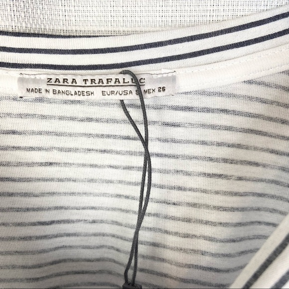 NWOT•Zara Trafaluc•modal flounce black white stripe bell oversized sleeve small - Picture 4 of 8